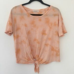 Forever 21 peach tie dye crop top tied T-shirt M
